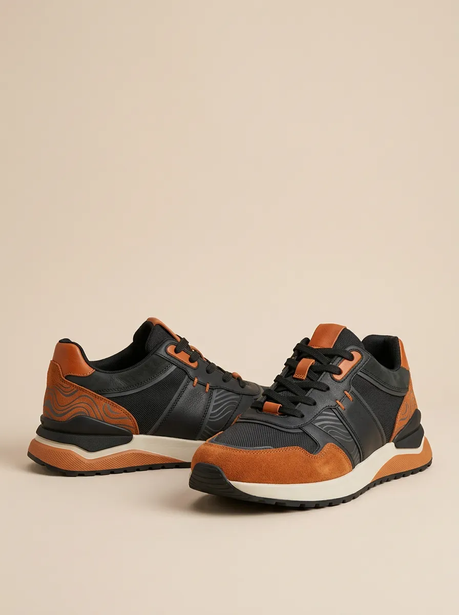 Men's Casual Fashion Wavy Pattern Print Sneakers