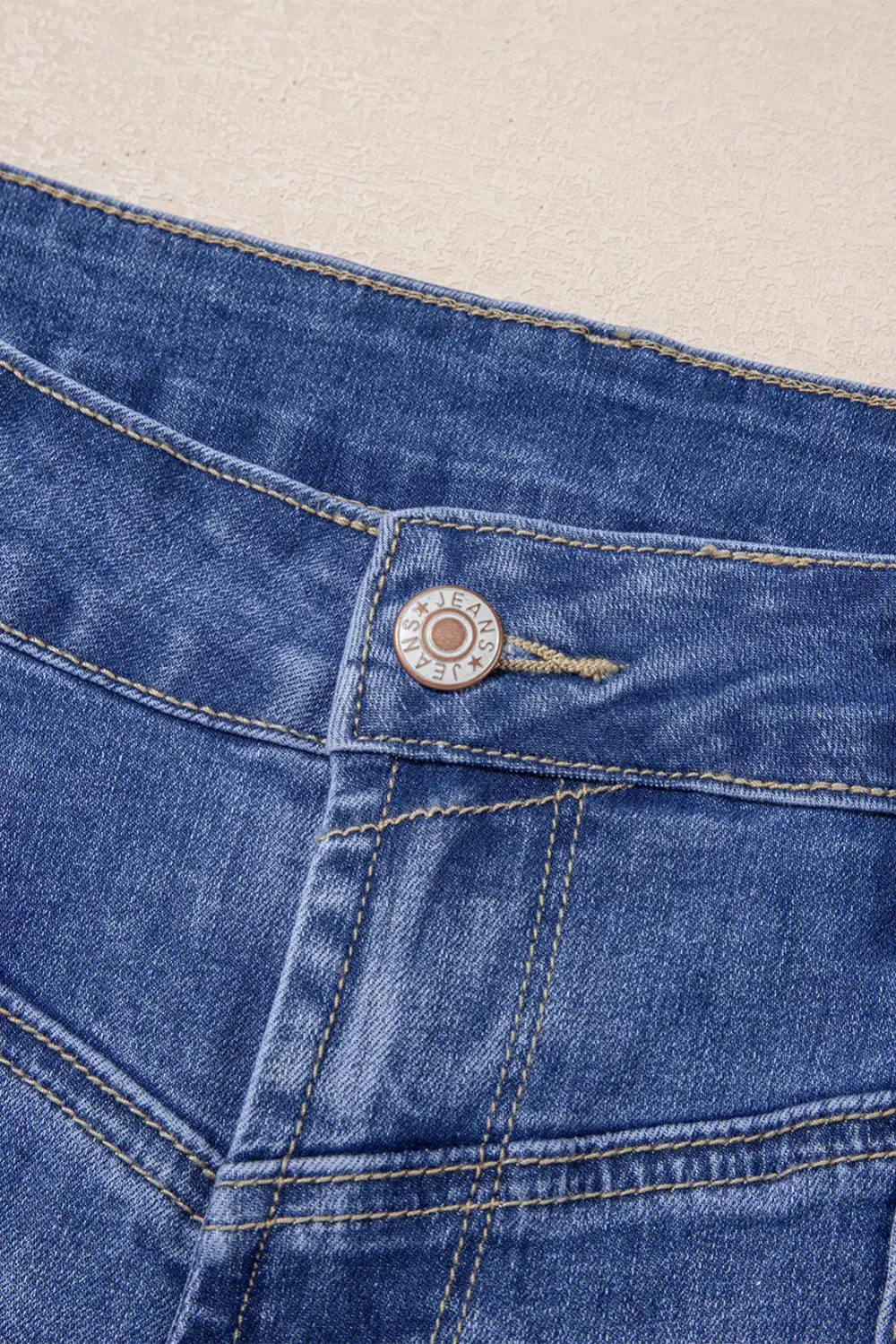 Button Front Clean Denim Jeans