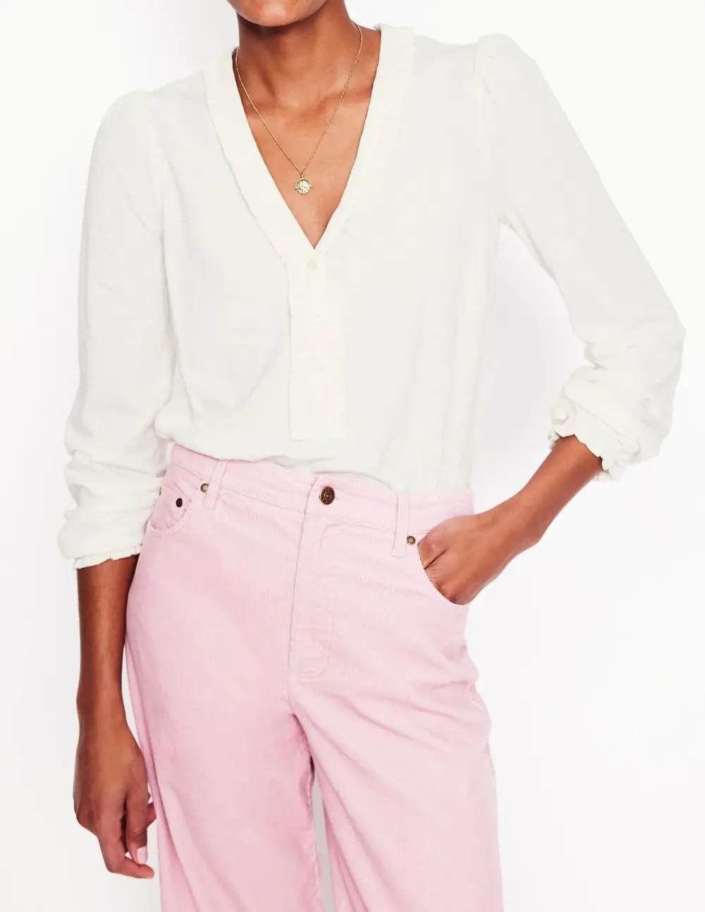 Ruffled V-neck Top