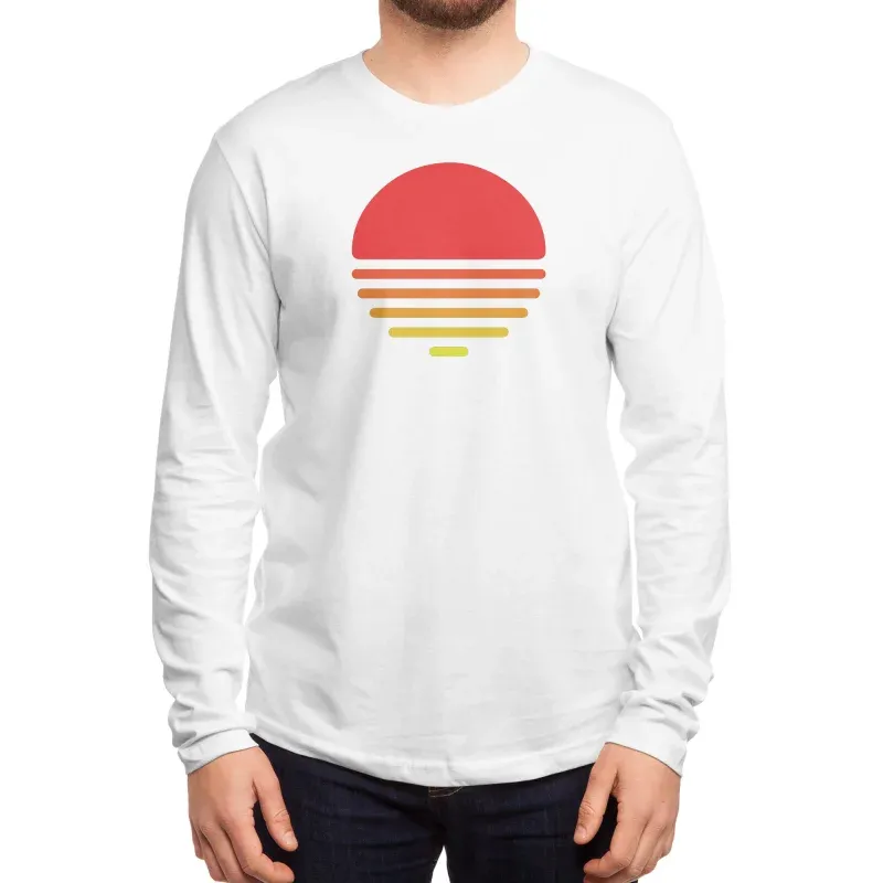 Men's Casual Minimalist Sunset Print Long-Sleeve Tee