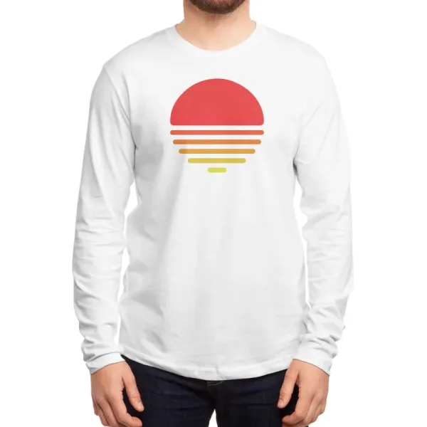 Men's Casual Minimalist Sunset Print Long-Sleeve Tee