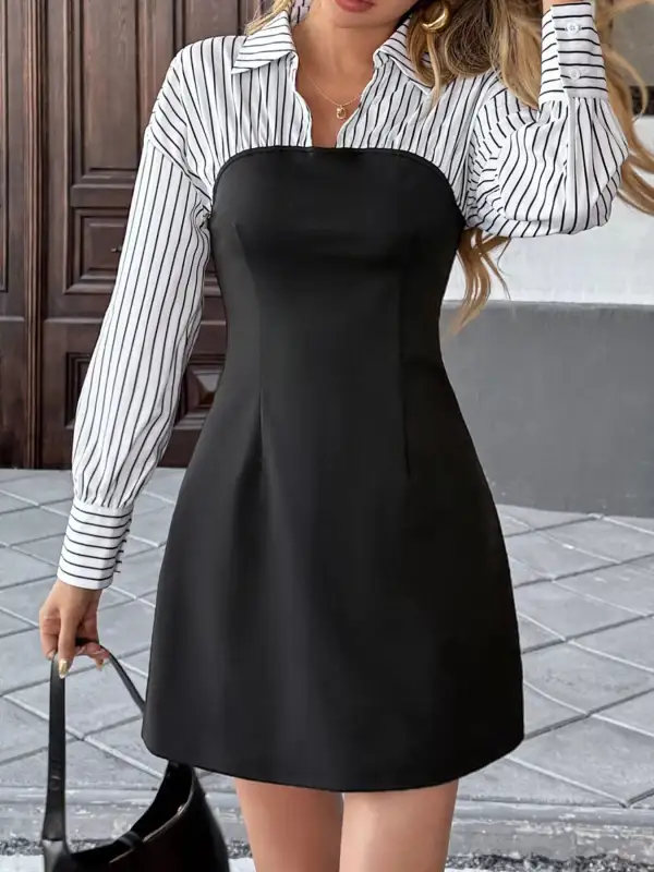 Structured Shape Striped Mini Dress