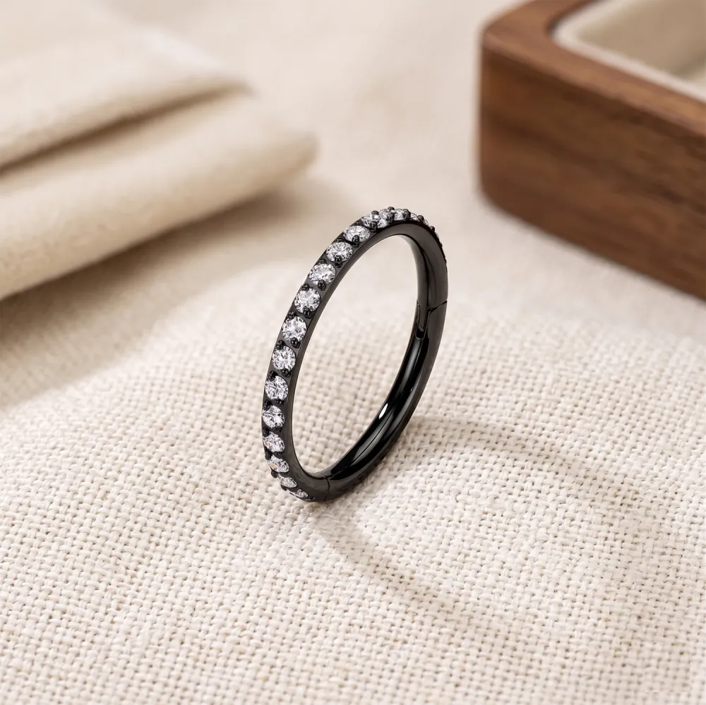 Surgical-Steel Crystal Hinged Hoop Ring