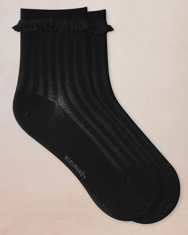 Cotton Ruffled Ribbed Socks