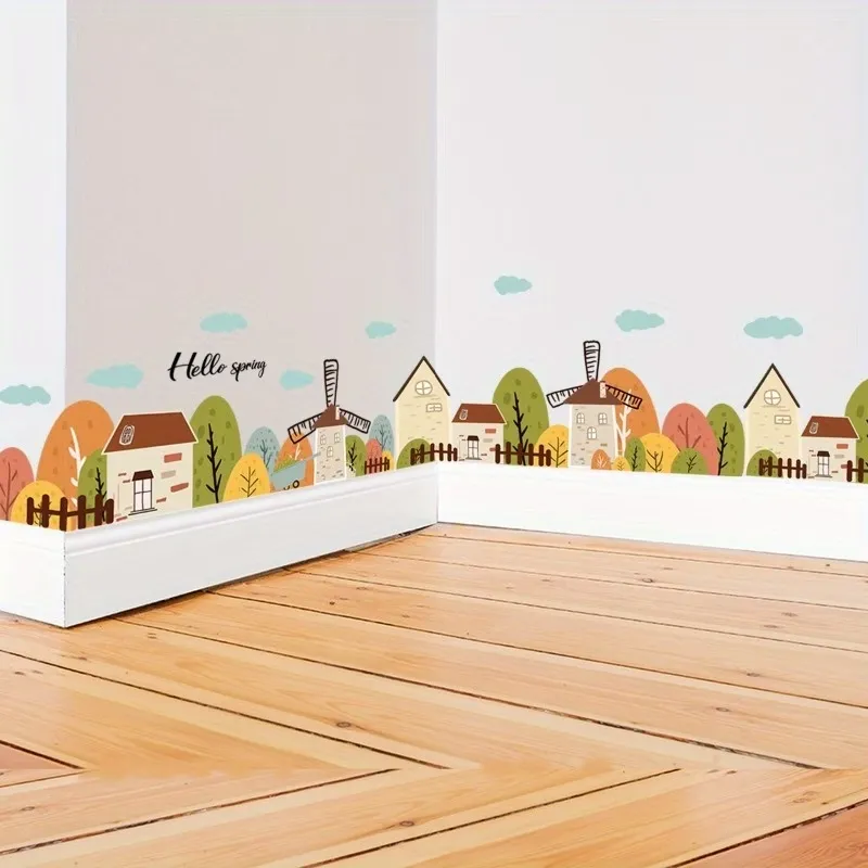 Cartoon Town Baseboard Decal