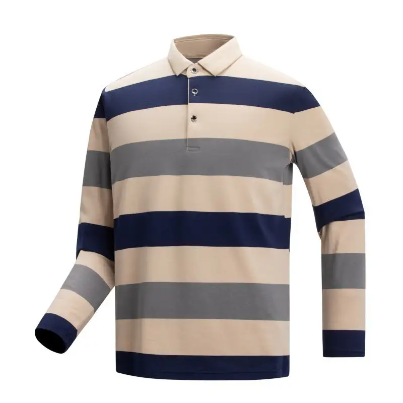 Men's Long-Sleeve Polo Shirt With Stripes