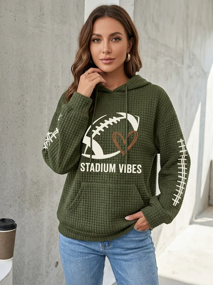 Women's Football Stadium Vibes Heart Graphic Printed Hoodie