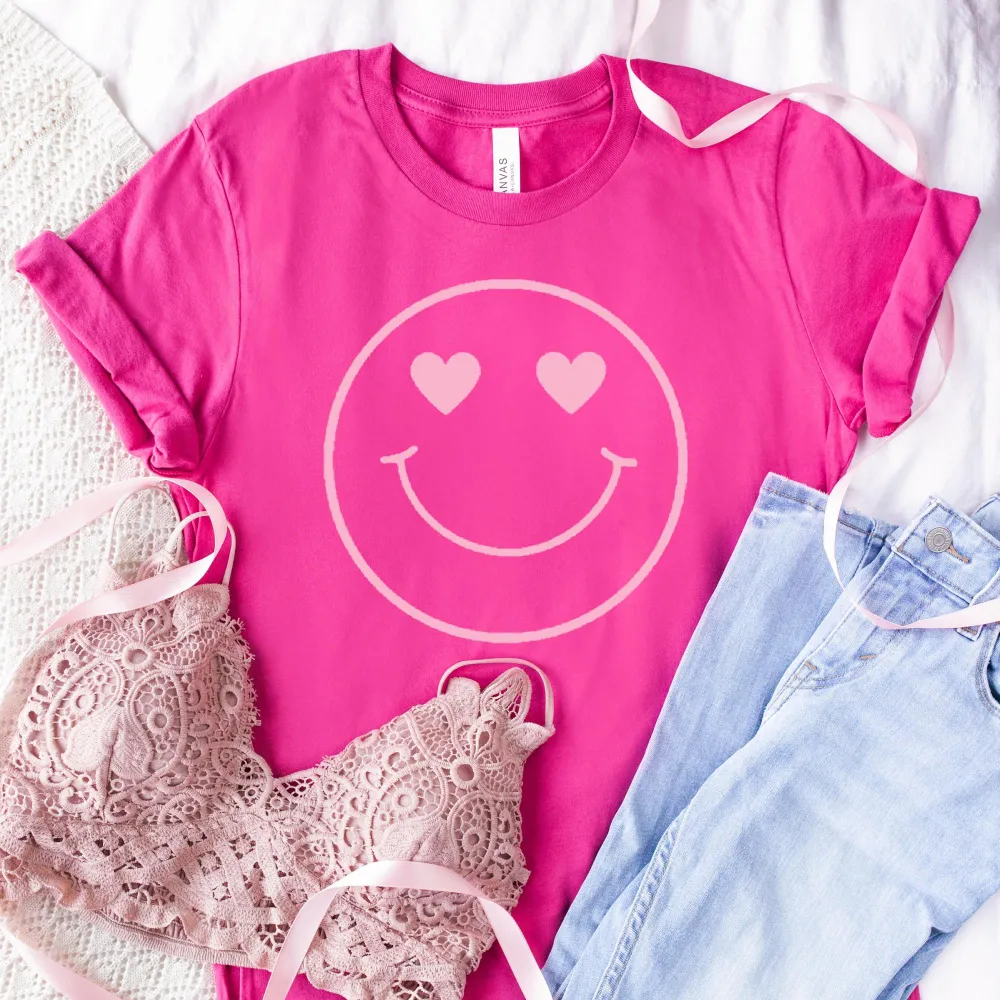 Smiley Heart Eyes Graphic T-Shirt