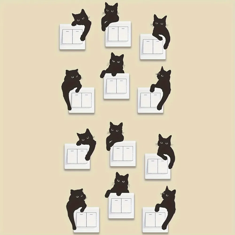 Black Cat Switch Wall Stickers