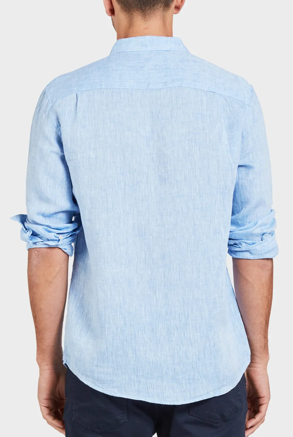 Micro Print Linen Blend Casual Button Up Shirt