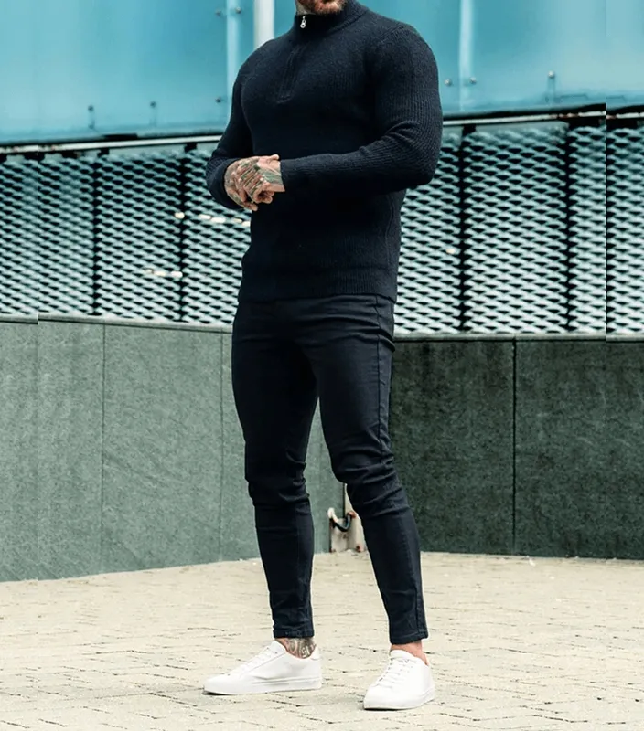 Black Zip Front Sweater