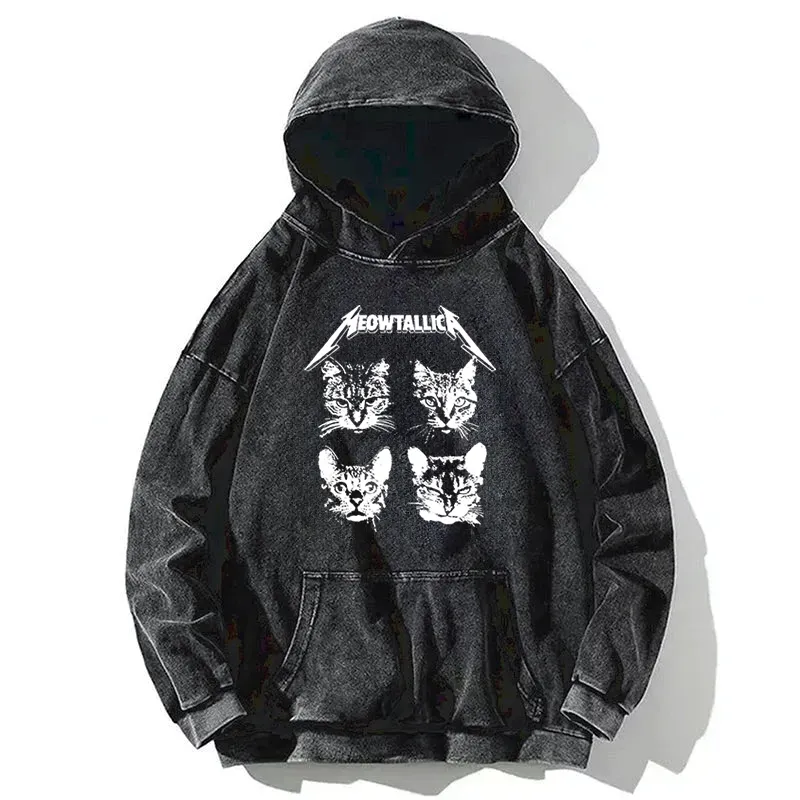 Visible Cat Emotion Washed Hoodie