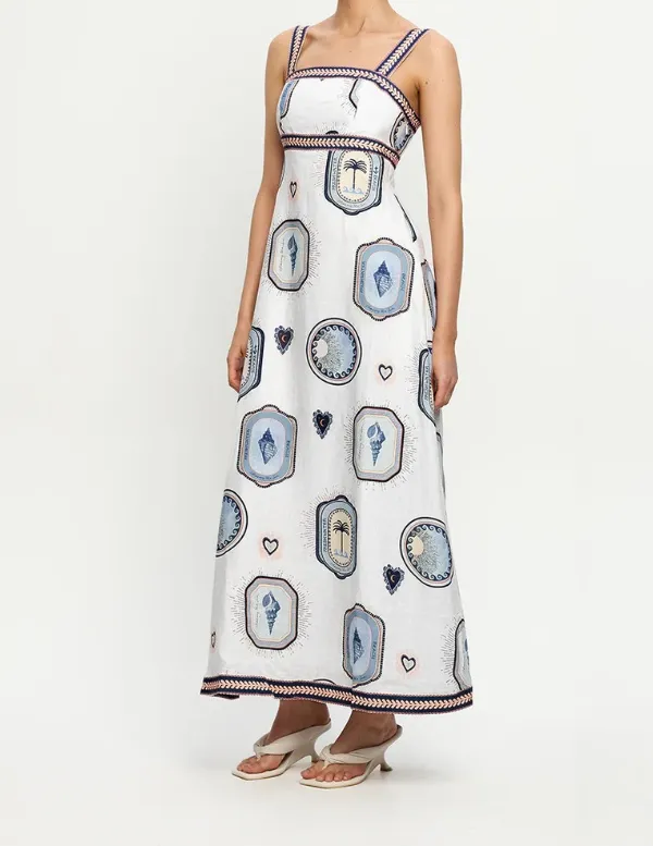 Linen Square Neck Maxi Dress