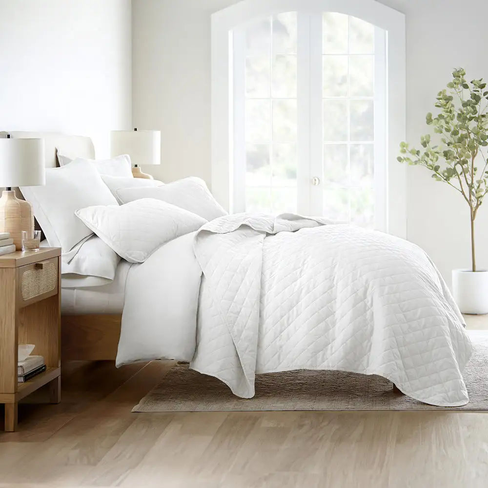 Diamond Stitch Quilted Coverlet Set