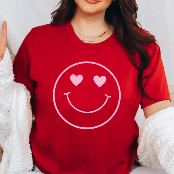Smiley Heart Eyes Graphic T-Shirt
