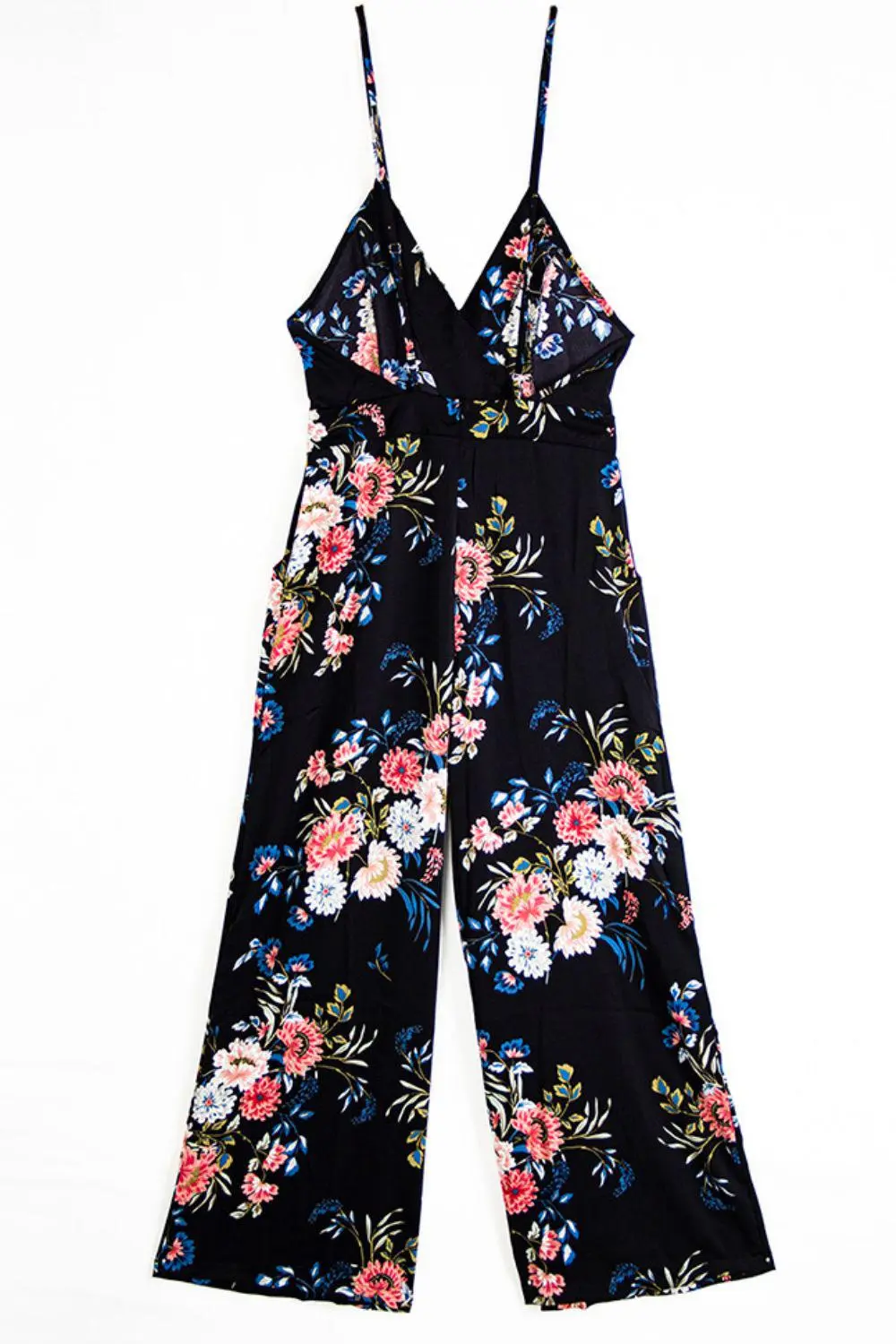 Floral Spaghetti Strap Wide Leg Jumpsuit Accessory