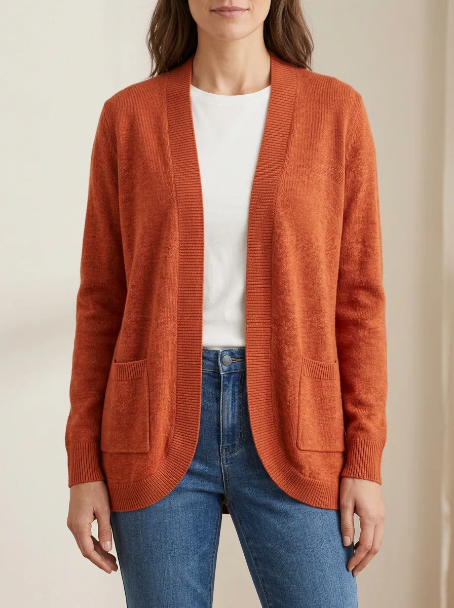 Clean Open-Front Knit Cardigan