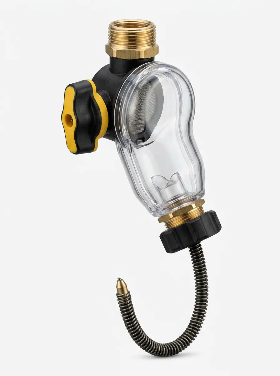 Compact Water Heater Sediment Flush and Filter Attachment
