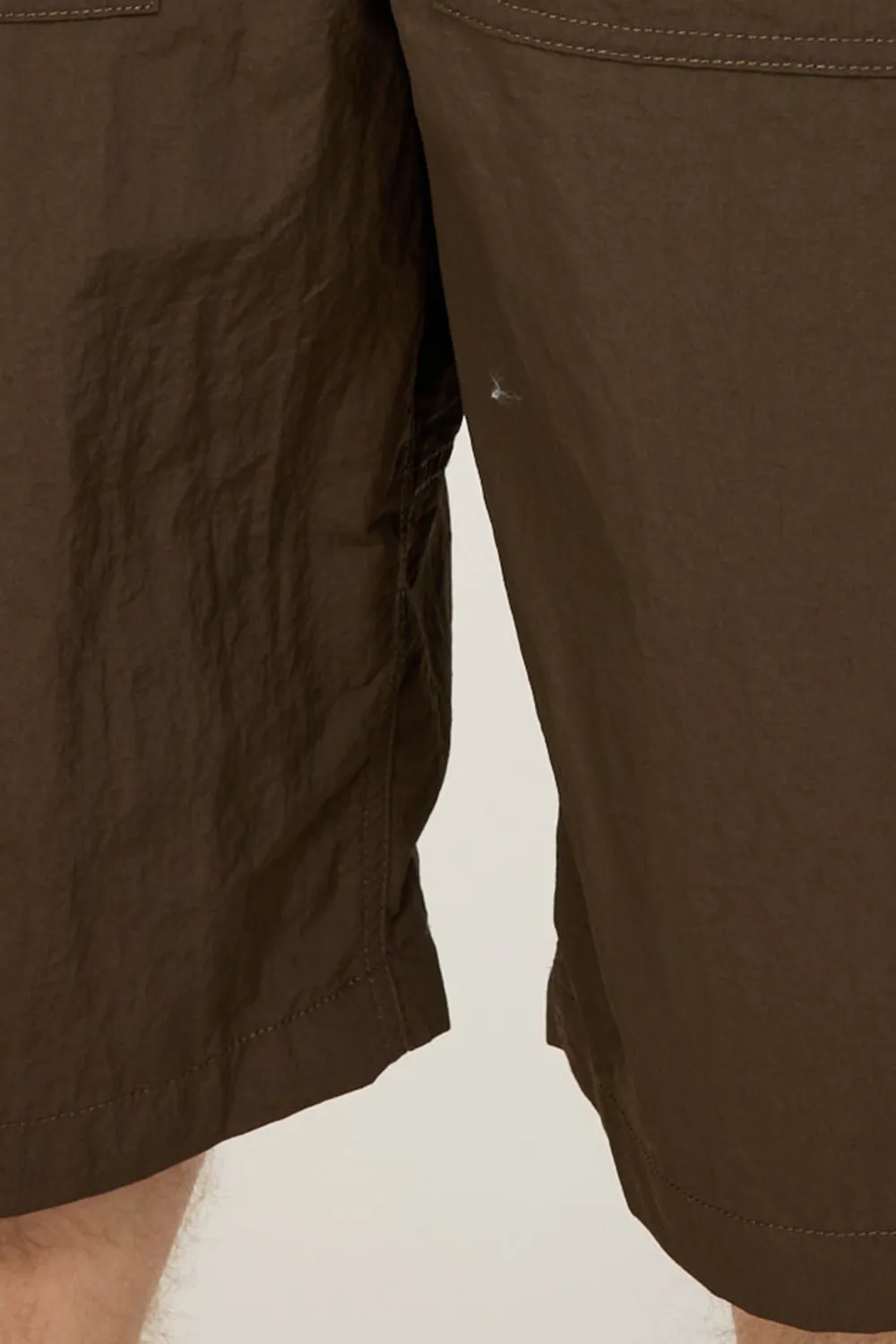 Deep Brown Nylon Loose Fit Shorts