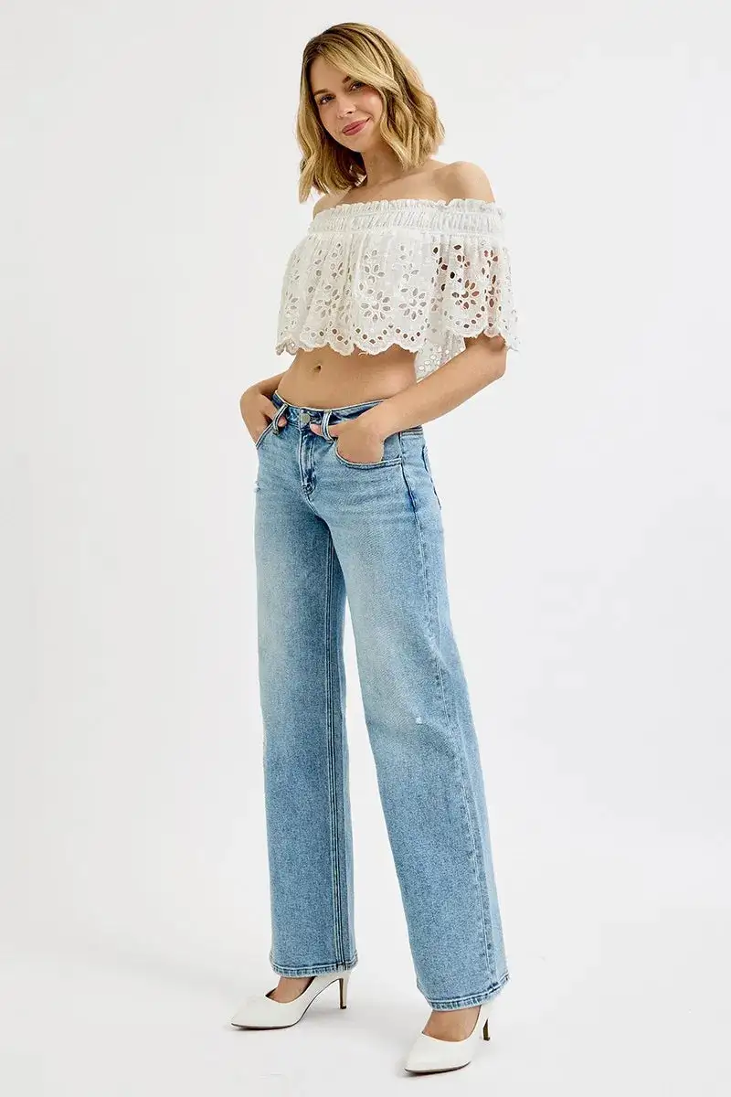 Low Rise Distressed Denim Jeans