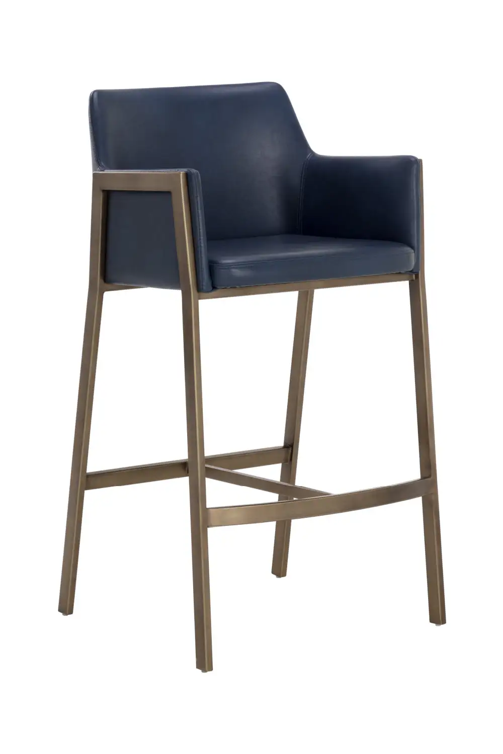 Contemporary Leather Leather-Look Bar Stool