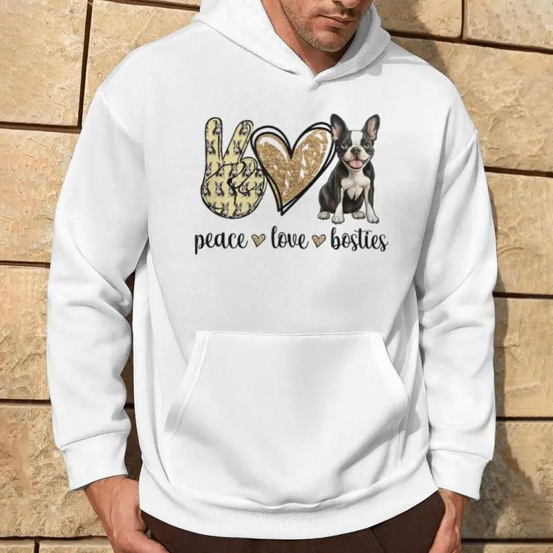 Peace Love Boston Terrier Dog Lover Hoodie