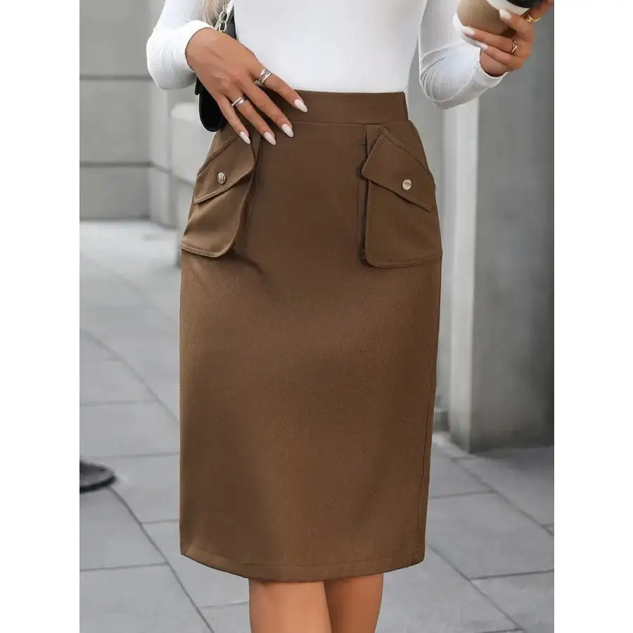 Everyday Elastic Waist Skirt with Pockets
