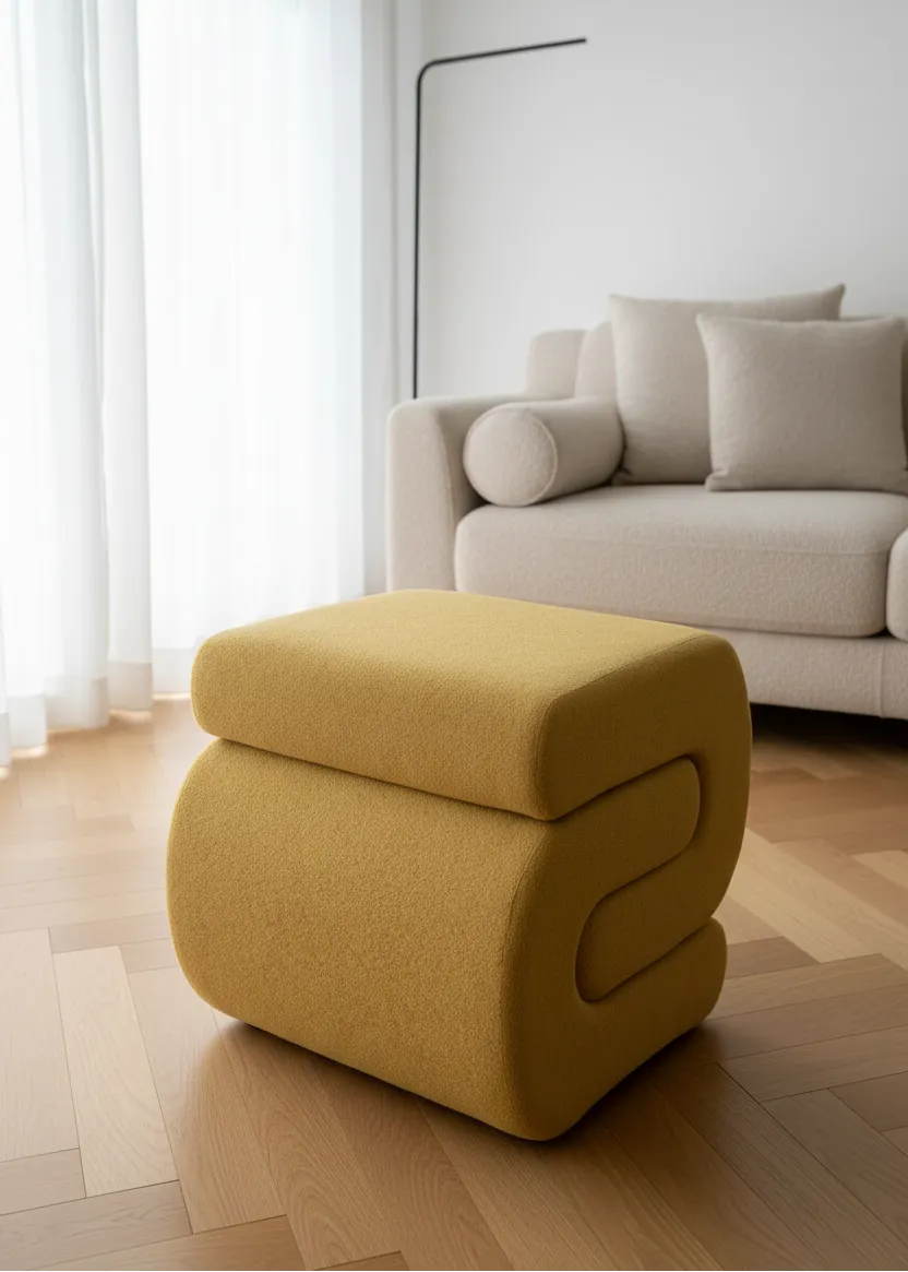 Mustard S-Boucle Pouffe