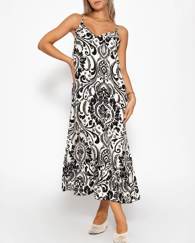 Black Floral Print Dress