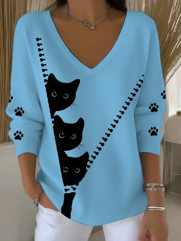 Women's Autumn Naughty Cat Casual Top