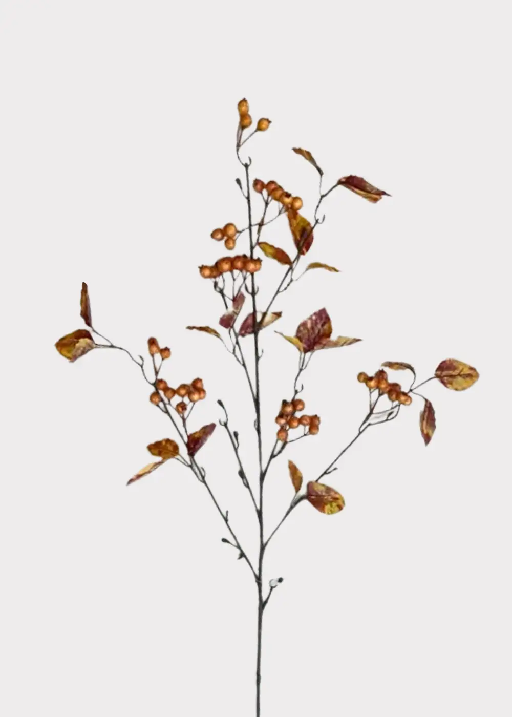 Artificial Rosehip Berry Pod And Leaf Branch In Fall