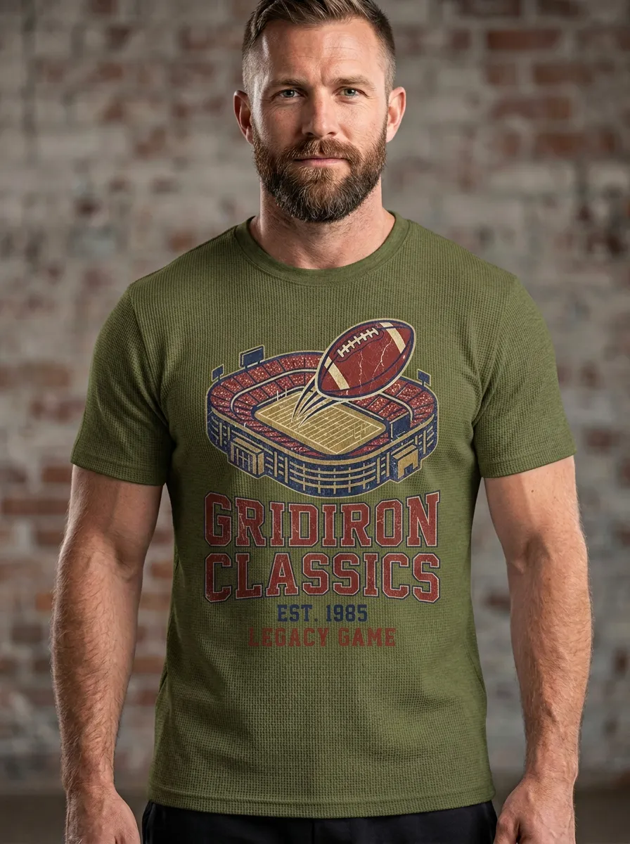 Men's Relaxed Football Gridiron Ball Crew Neck Graphic T-Shirt