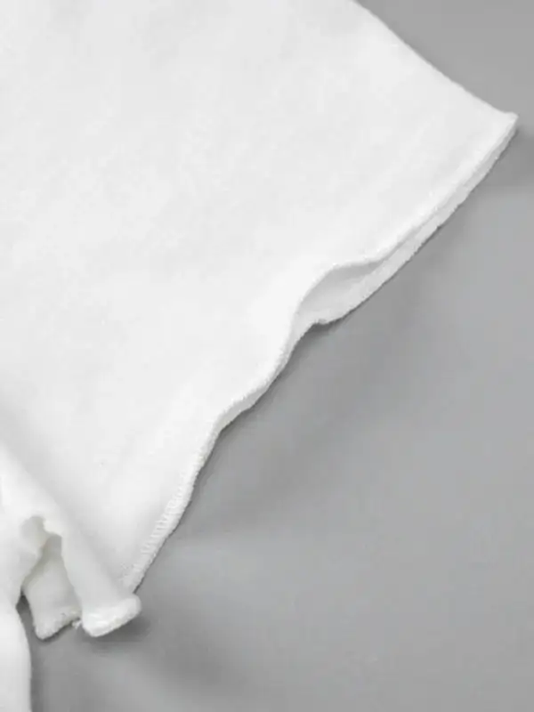 Soft Round-Neck Collared Short-Sleeve Knit T-Shirt