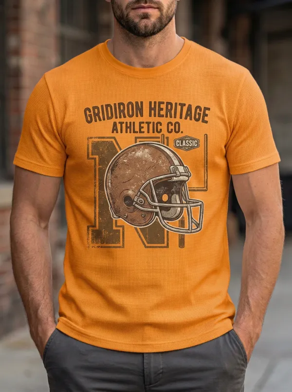 Men's American Football Lover Gridiron Helmet Printed T-shirt