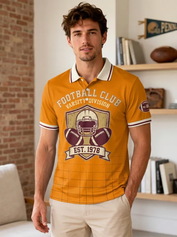 Men's Vintage Gridiron Helmet Polo Shirt