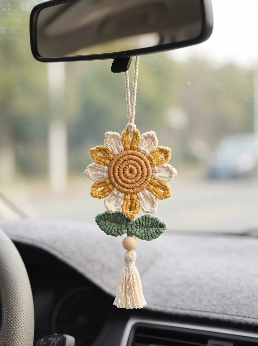 Sunflower Rearview Mirror Hanging Ornament