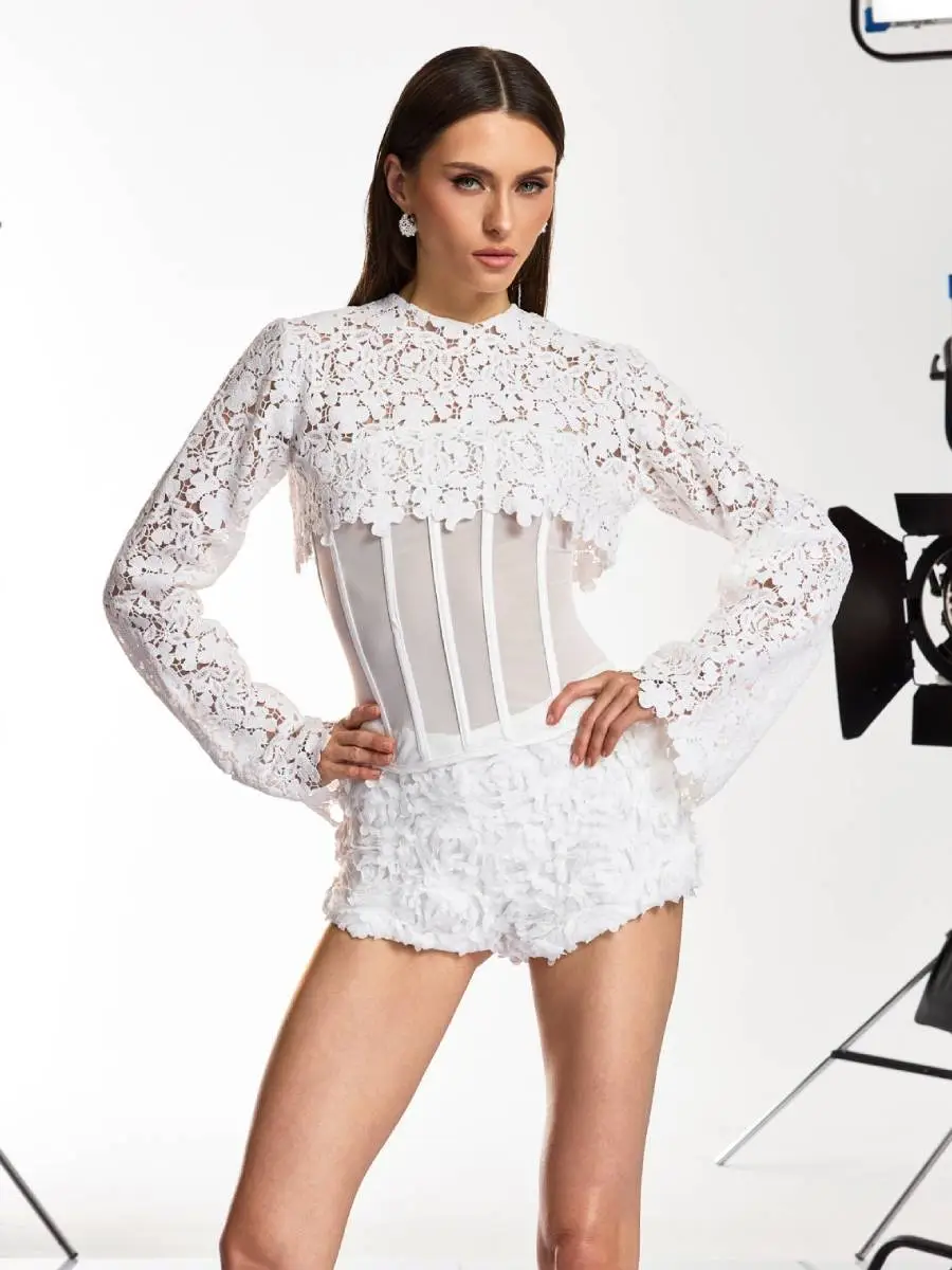 Bella Flower Corset Shorts Set