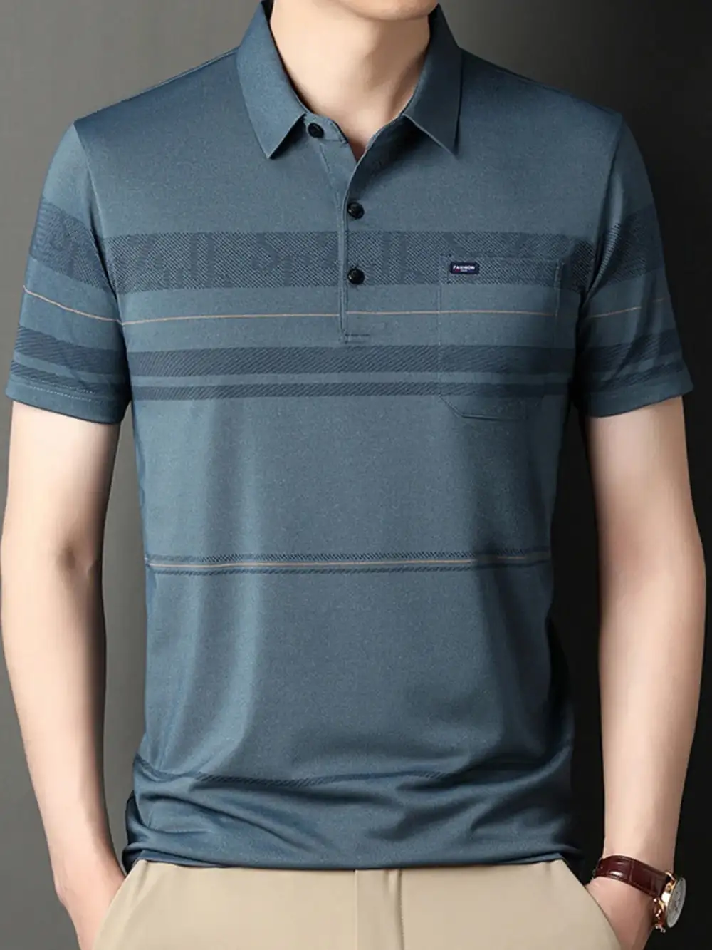 Loose Fit Striped Collared Polo Shirt