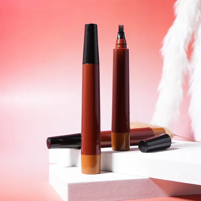 microblading 4 fork tip make up eyebrow ink contouring stroke pen waterproof liquid eyebrow marker pen