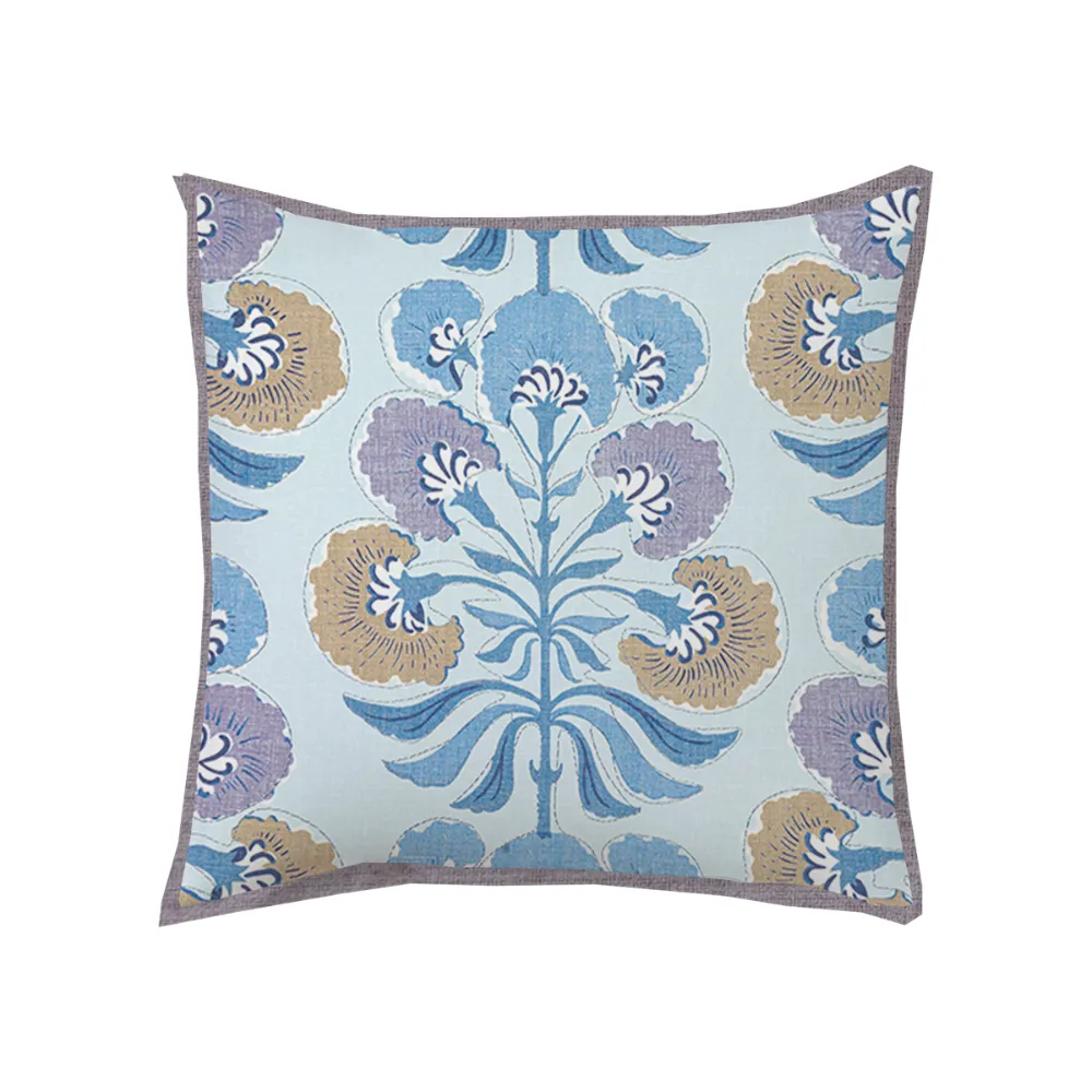 Floral Contrast-Flange Throw Pillow