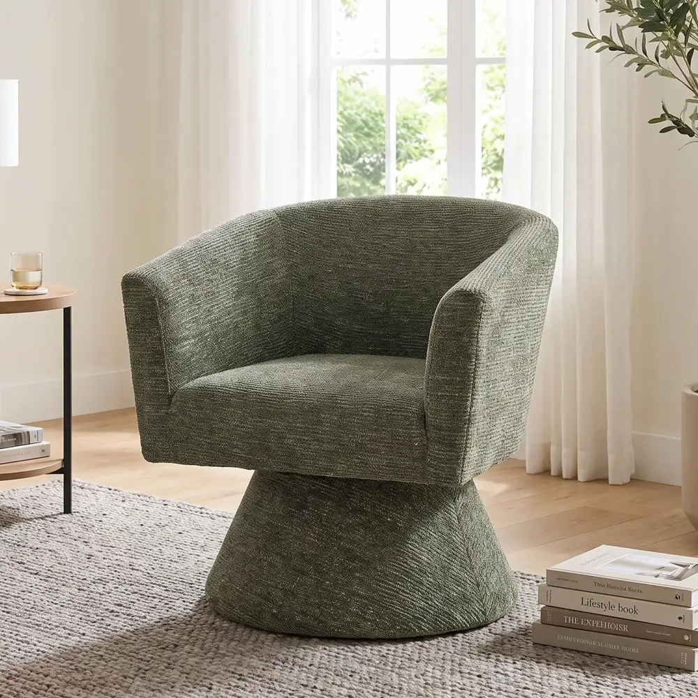 Soft Upholstered Simple Living Chenille Swivel Armchair