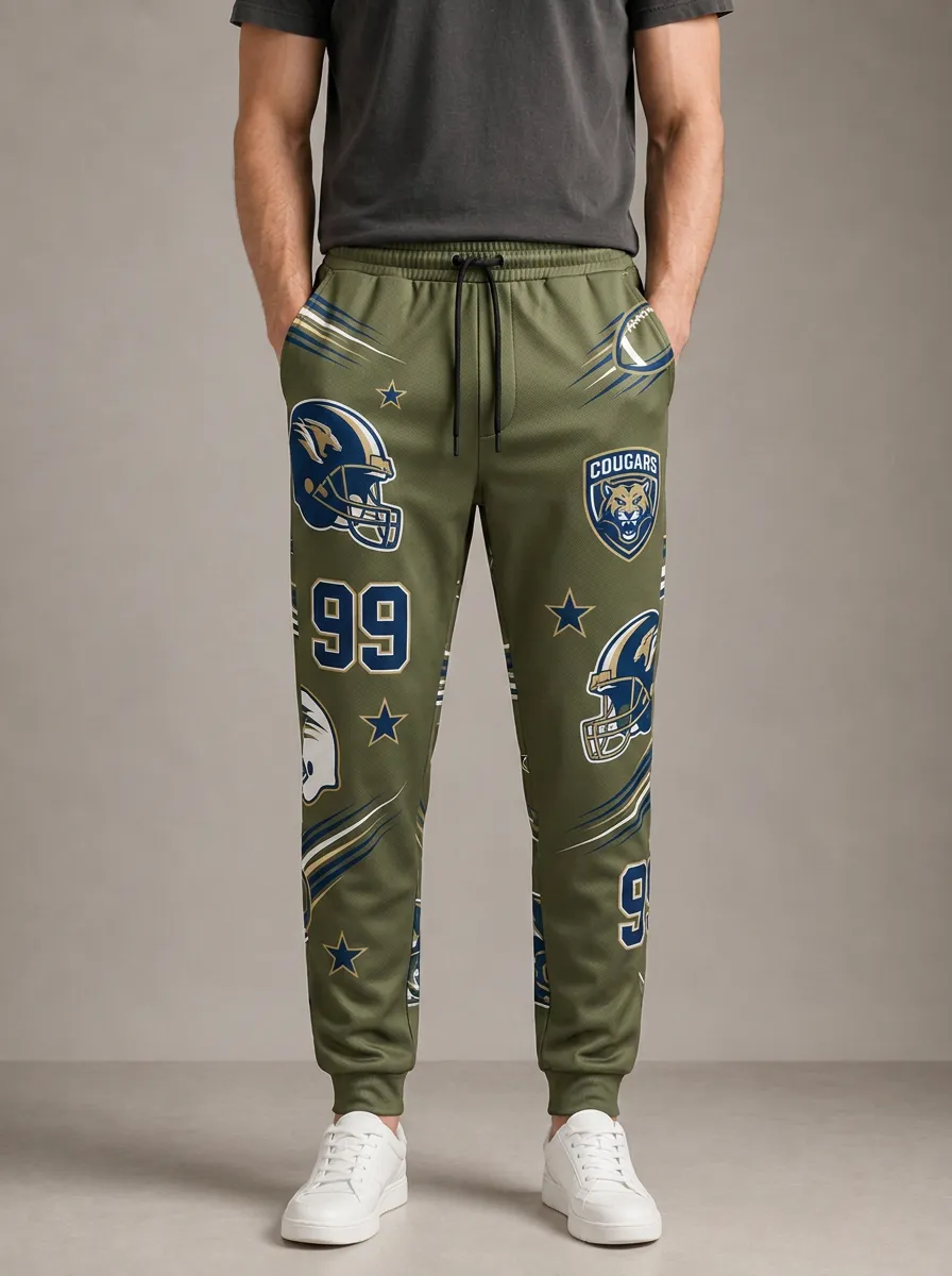 Men's American Football Cougars 99 Helmet Printed Joggers