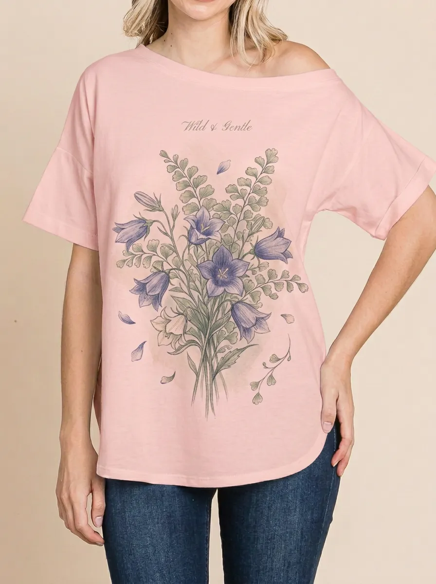 Women's Wild & Gentle Botanical Bellflower Printed T-shirt