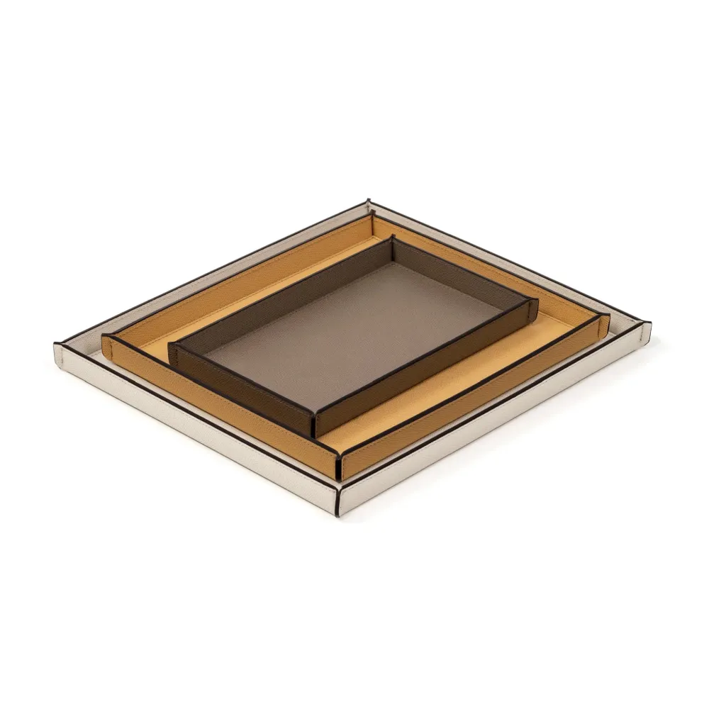 Rectangular Calfskin Leather Tray