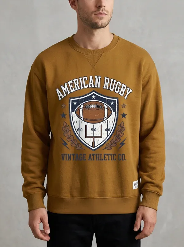 Men's American Rugby Vintage Athletic Shield Printed Sweatshirt