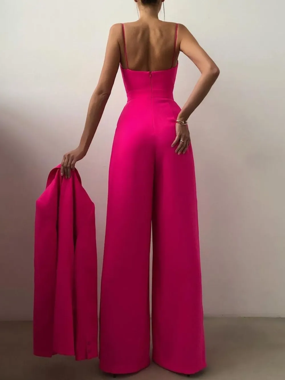 Plus Size Spaghetti Strap Wide Leg Accessory