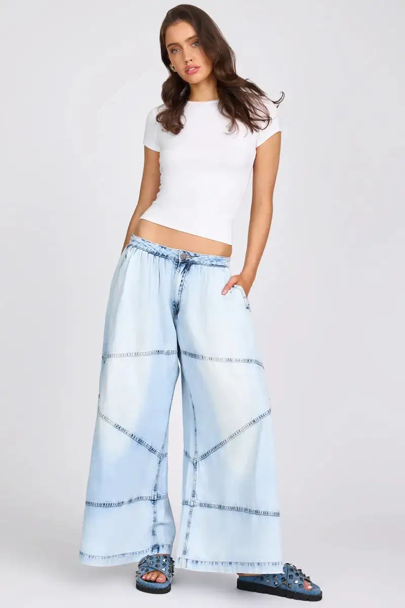 Low Waist Super Wide Leg Denim Jeans Depeche