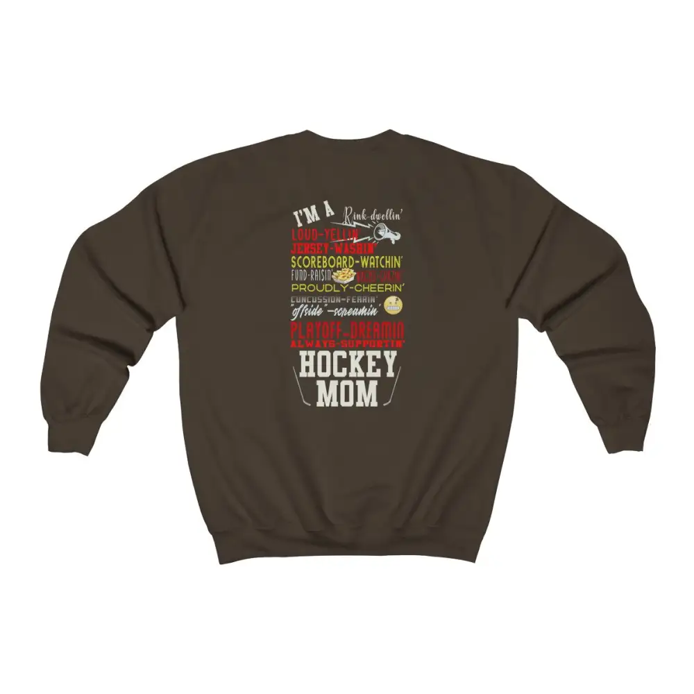 Mom Support Back Print Hockey Graphic Crewneck Sweatshirt