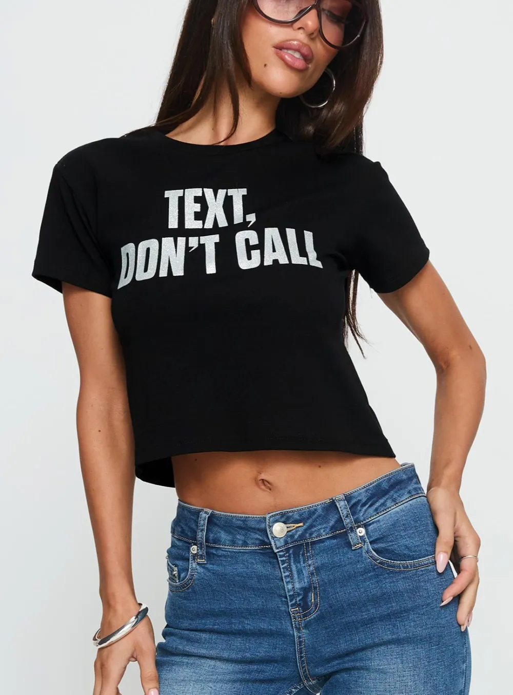 Text Don't Call Classic Printed Top
