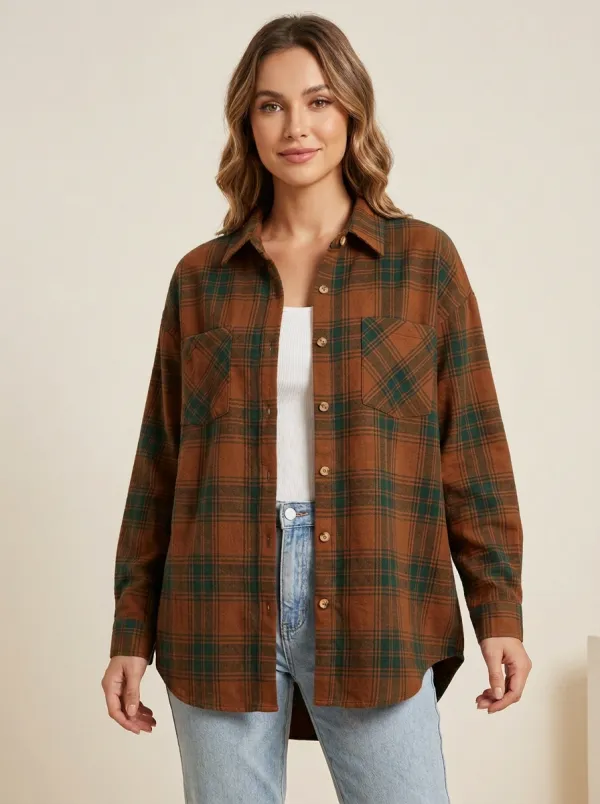 Clean Printed Plaid Plaid Long-Sleeve Shirt